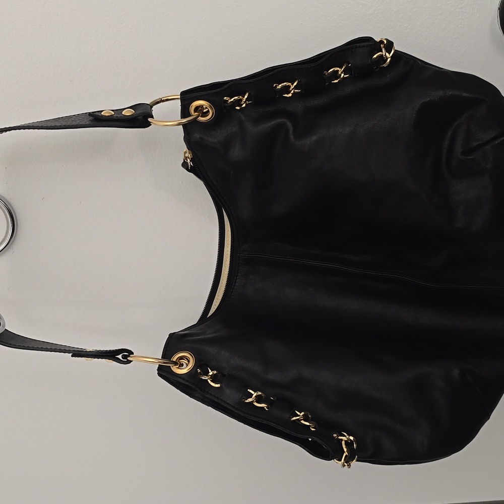 Roberta Gandolfi Italian Genuine Black Leather Hobo Shoulder Bag Made In Italty - Picture 9 of 9